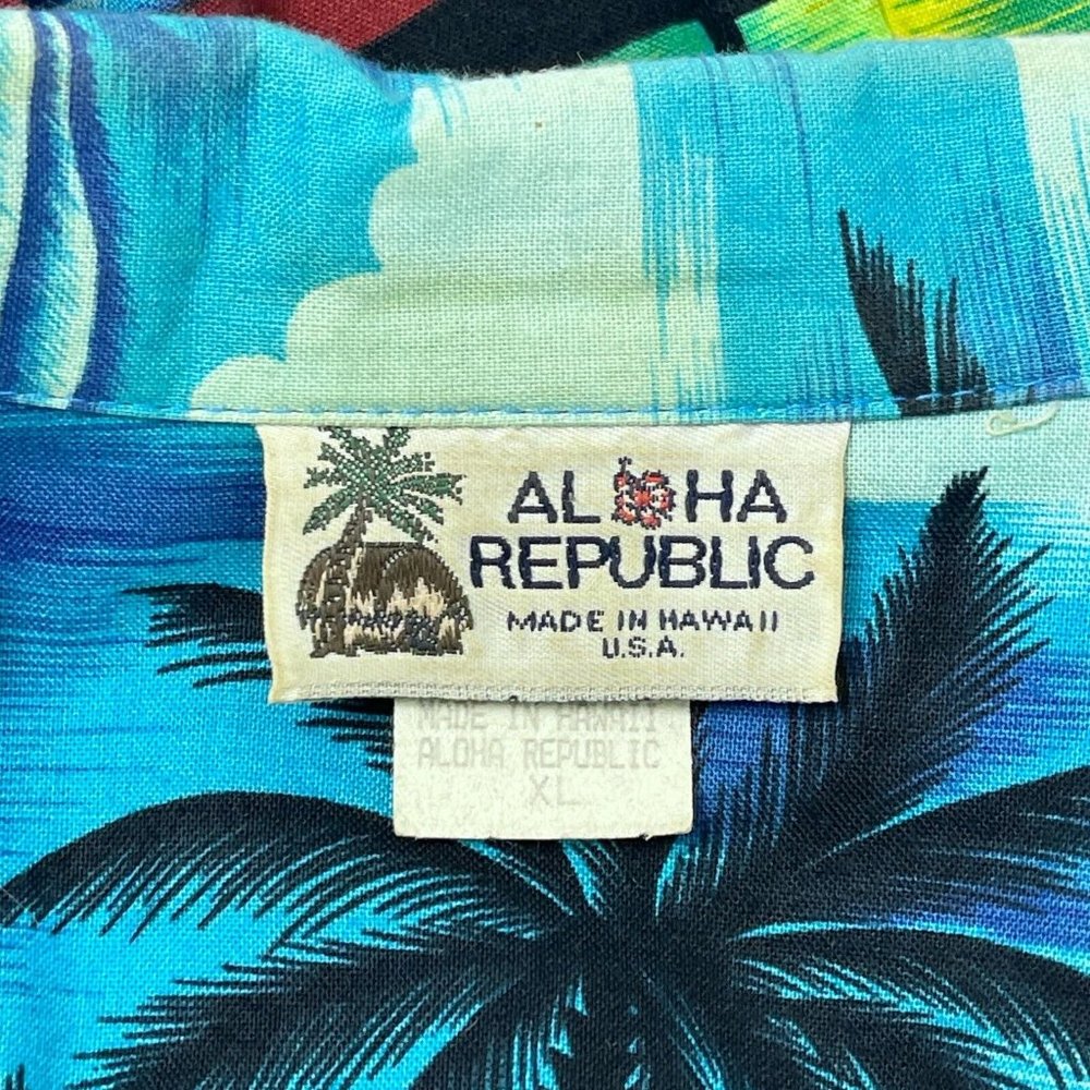Aloha Republic Tropical Sunrise Vintage Hawaiian Shirt XL Mens Slim 48x31 Cotton - Picture 4 of 7